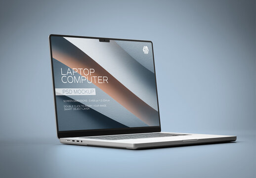 Modern Laptop Mockup Isolated on Grey Background