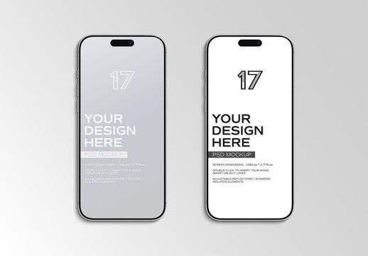 Two Isolated and Editable Modern Smartphones Mockup