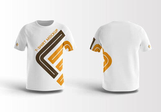 Two Isolated White T-shirts Mockup With Shadows