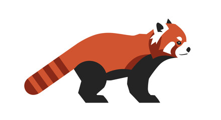 Illustration of a red panda walking with a distinctive bushy tail and facial markings. © VectorNest Studio
