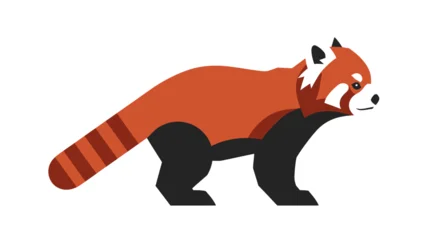 Wandcirkels Dierentuin Illustration of a red panda walking with a distinctive bushy tail and facial markings.  © VectorNest Studio