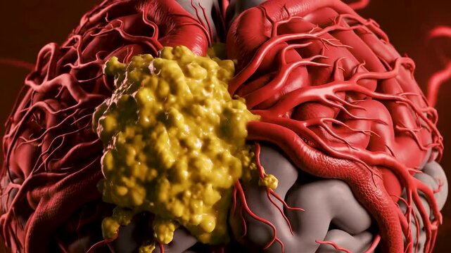 Brain Protective Membranes Overwhelmed by Bacterial Infection Showing Inflammation Swelling and Pressure Against Cortex in Detailed Anatomy