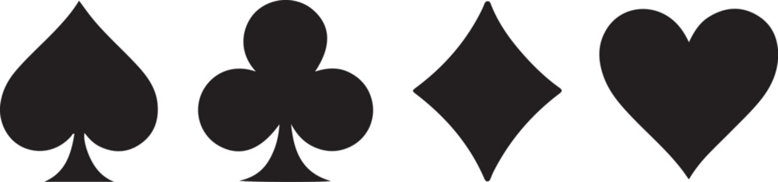 Black suits playing cards icon on white background. Royal suits playing cards icon. Playing card.