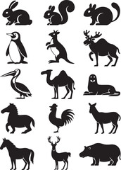 Fototapeta premium Collection of Animal Silhouettes Vector Graphics