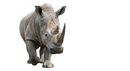 Obraz premium A large gray rhinoceros standing on a transparent background