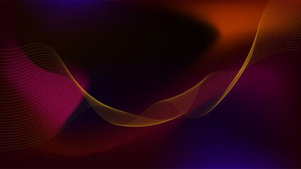 Obraz premium Abstract Glowing Wave Background with Smooth Flowing Lines and Gradient Colors. Futuristic Digital Design Red, Purple, and Orange Light Waves on Dark Background Vector. Ideal for Technology Concepts