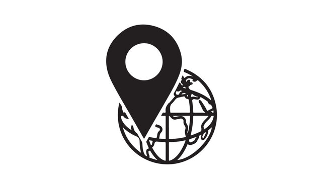 Global Positioning Icon in Simple Flat Design with Black Color on White Background for Web Application