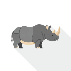 Obraz premium Gray Cartoon Rhinoceros Standing Sideways Illustration.