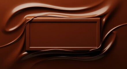 Smooth Dark Chocolate Bar Swirling in Molten Chocolate Sauce