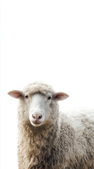 Portrait of a white sheep isolated on white background
