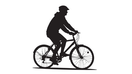 Fototapeta premium Cyclist Silhouette in Dynamic Motion with High Contrast Lighting on Simple White Background for Sports Advertising