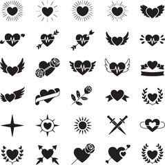 Obraz premium Heart Icons Collection: Love Symbols & Romantic Elements, Vector Set