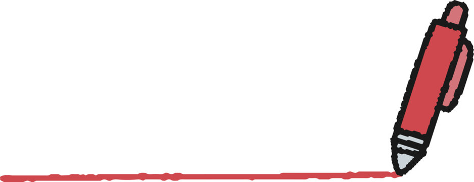 赤いボールペンで下線を引く手描きイラスト