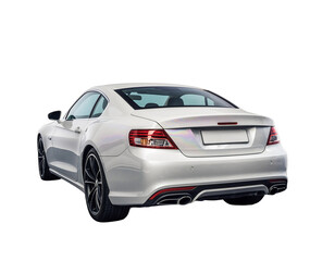 Pearl White Luxury Coupe Rear View Isolated Cutout PNG