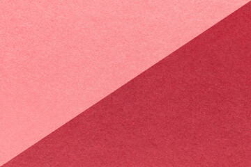 Fototapeta premium Red pink paper texture two color background with diagonal split and copy space for template, banner, presentation