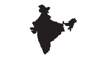 Silhouette of India Map on White Background.