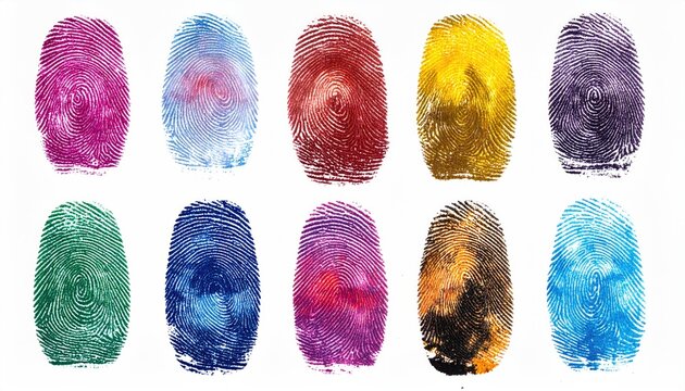 Set of different fingerprints pattern isolated on a white background