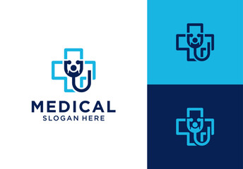Stethoscope and healthcare logo design template. Medical sign and stethoscope logo in vector design.