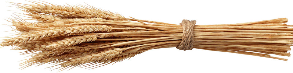 A? of light brown wheat stalks tied with twine