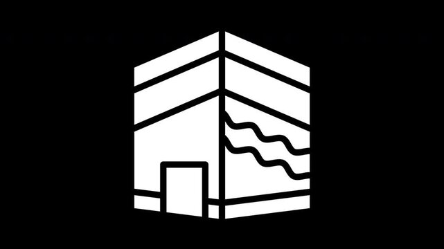 Line drawing of the kaaba icon animation, saudi arabia. Perfect for islamic themed designs, ramadan design, travel brochures, and cultural presentations.