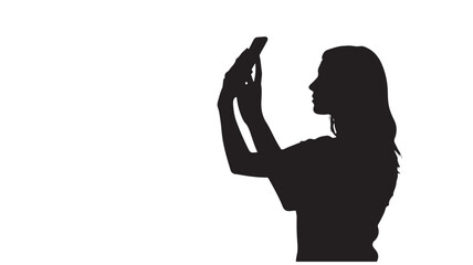 Woman Silhouette Using Smartphone in Modern Minimalist Profile View with Soft Natural Lighting for Mobile App Advertising © Abdullah