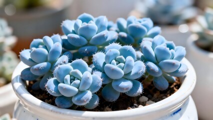 BlueSucculentInWhitePot