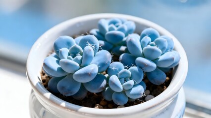 Blue Succulent Plant in Pot