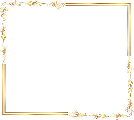 Naklejka premium frame with leaves gold border Golden Border Warm Color Frame