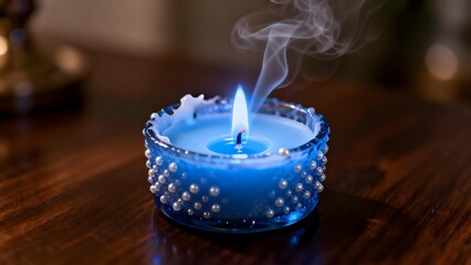 BurningBluePearlCandle