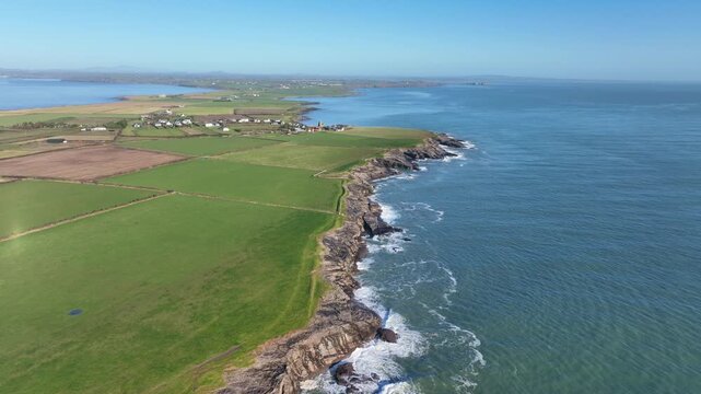 Epic Irish Seascapes aerial flying along coast To Slade Village Hook Head Wexford