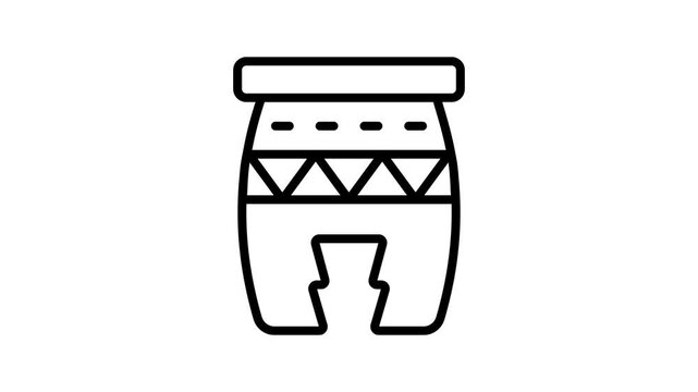 A premium linear animated icon of huehuetl drum shape