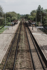 Obraz premium railway tracks at the old Łódź city rail station