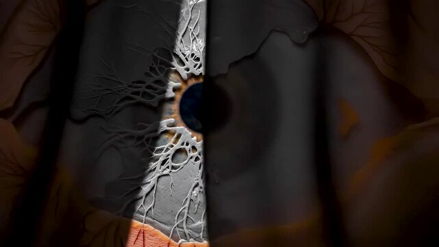 Internal Eye Anatomy Showing Retinal Tissue Peeling From Back Wall With Progressive Vision Darkening in Ultra Detailed Cinematic View