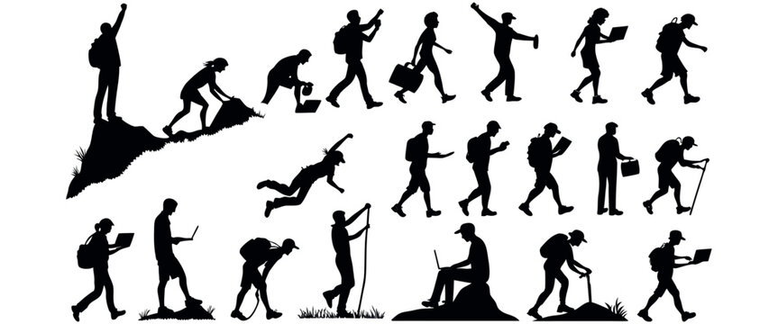 Human Body Silhouette Icon Set, Male and Female Figure Vector