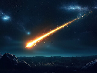 A Majestic Meteor Streaking Across a Starry Horizon