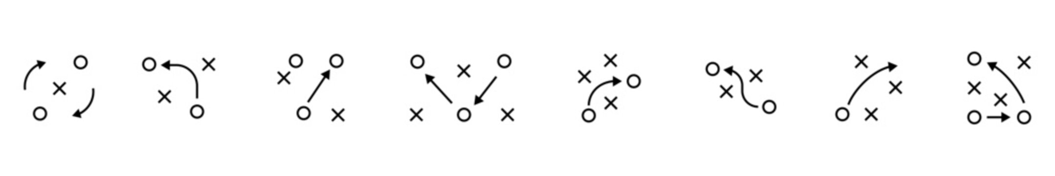 sports strategy diagrams using symbolic player icon
