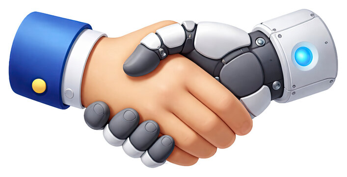Human Hand Shaking Robot Hand Illustration