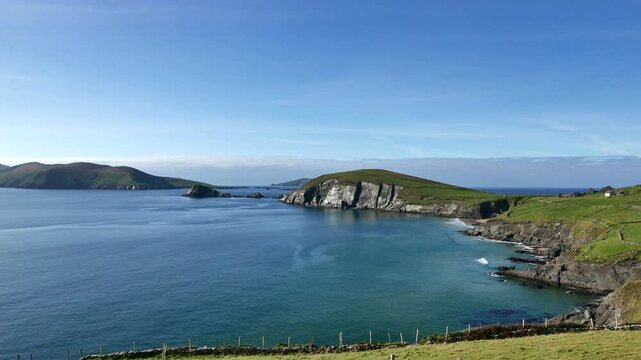 View from the Slea Head Viewingpoint of Dunmore Head, on the far west Atlantic coast of the Republic of Ireland.