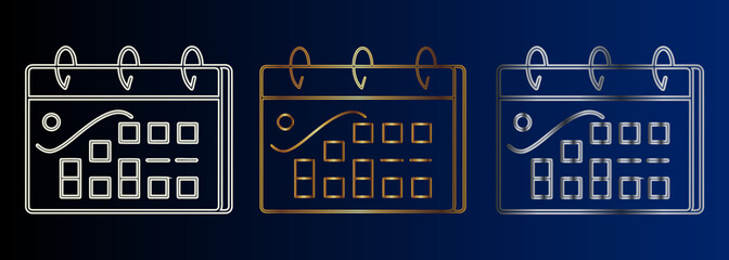 Naklejka premium Neon Calendar Icons Set, Schedule Planning, Date Reminder, Event Management Vector Illustration