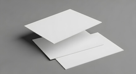 Blank white greeting cards and envelope on gray background