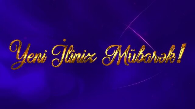 Happy New Year celebration title composition graphics in the Azerbaijani language