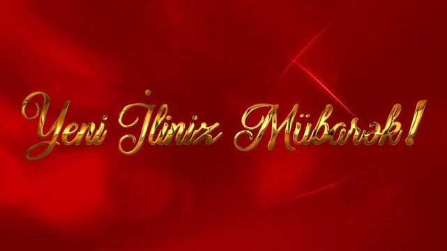 Happy New Year celebration title composition graphics in the Azerbaijani language