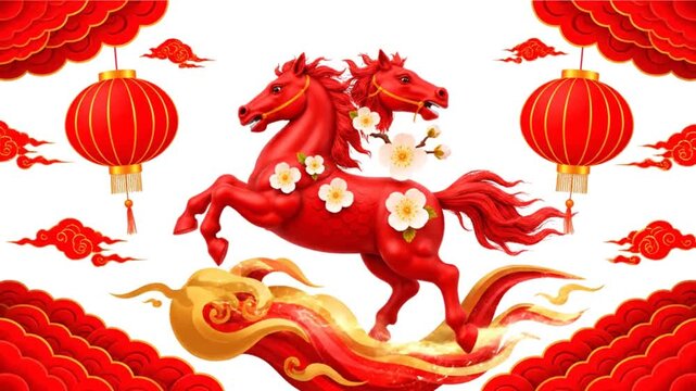Chinese New Year Horse Illustration Animation.