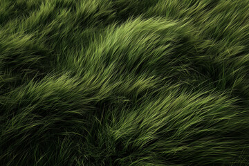 Deep green mountain grass waving in the wind