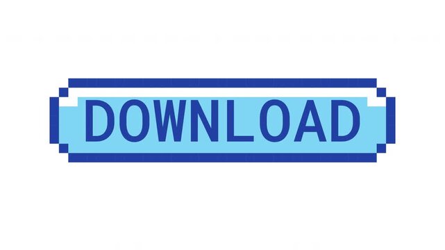Download retro pixel button animation. File transfer. Content saving. Software downloading. Save app data. Animated 8-bit arcade-style CTA overlay. Classic game-inspired UI call-to-action