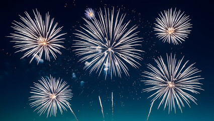 Fototapeta premium Vibrant fireworks display against dark night sky
