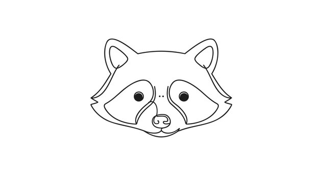 Raccoon face line art illustration, vector, for logo or icon, Isolated on transparent background, png