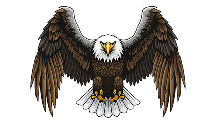 American bald eagle in flight with spread wings