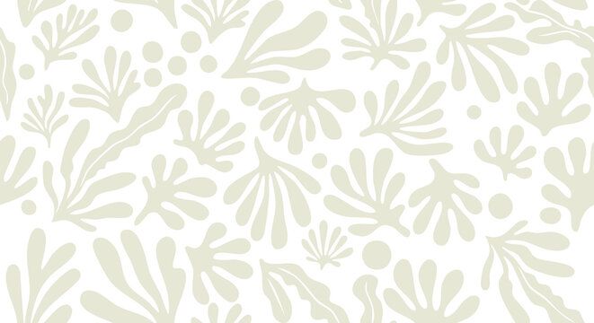 Abstract botanical pattern with stylized leaves and organic shapes