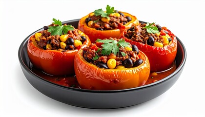 Baked Red Bell Peppers Stuffed With Meat And Rice